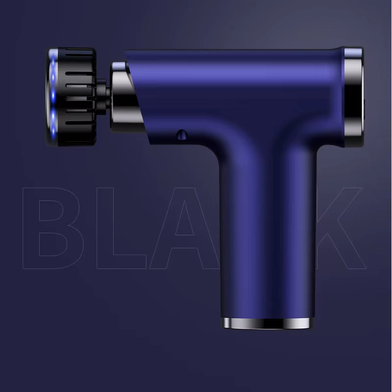 Blue massage gun on a dark background 